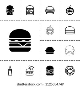 Tomato icon. collection of 13 tomato filled and outline icons such as double burger, cheeseburger, burger, ketchup. editable tomato icons for web and mobile.