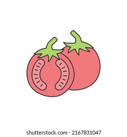 tomato icon in color, isolated on white background 