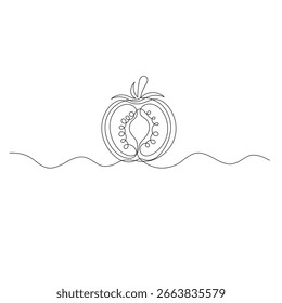 Icono de tomate   Dibujo continuo de una línea de Ilustración vectorial de contorno