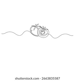 Tomato icon   continuous one line drawing of outline vector illustration