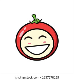 tomato icon cute mascot character vector design