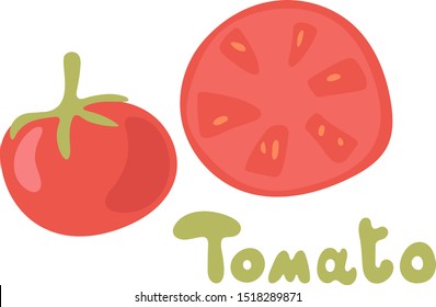 Tomato icon in flat style. Isolated object. Tomato logo. Vegetable from the farm. Organic food. Vector illustration