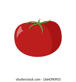 Tomato icon in flat style. Isolated object. Tomato logo. Vegetable from the farm. Organic food. Vector illustration.