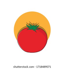 Icono de tomate en estilo plano. Objeto aislado. Logo de tomate. Verduras de la granja. Comida orgánica. Ilustración vectorial.