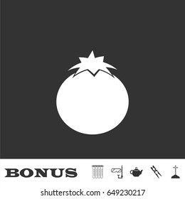 Tomato icon flat. White pictogram on black background. Vector illustration symbol and bonus icons