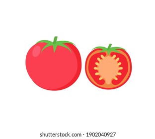 Tomato icon. Food, vegetable. Vector isolated on a white background.
