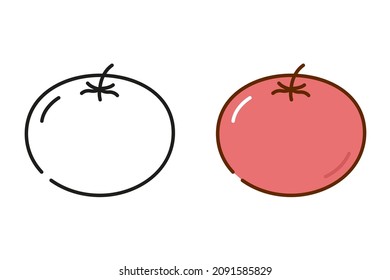 Icono de tomate aislado en fondo blanco. Iconos de tomates negros y coloridos. Ilustración del vector