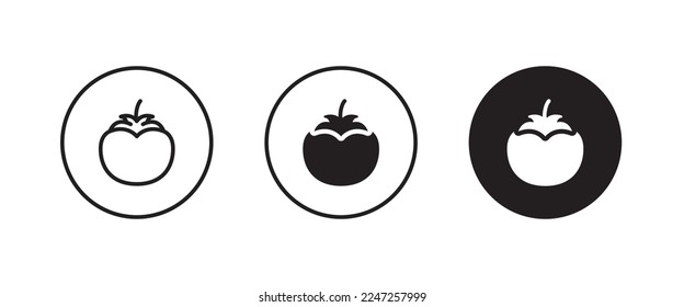 Icono de tomate. Hortalizas jugosas con el símbolo del tomate hoja ilustración, trazo editable, estilo de diseño plano aislado en blanco