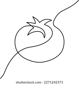 Tomato icon line continuous drawing vector. One line tomato icon vector background. Tomato icon. Continuous outline of a tomato icon.