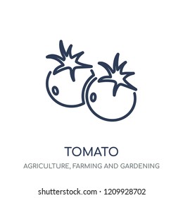 Tomato icon. Tomato linear symbol design from Agriculture, Farming and Gardening collection. Simple outline element vector illustration on white background.