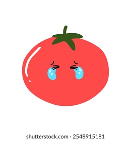 Tomato Icon, Logo, Vector Illustration in Kawaii Style