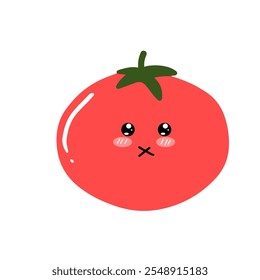 Tomato Icon, Logo, Vector Illustration in Kawaii Style