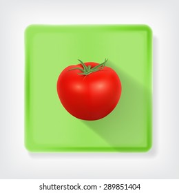 Tomato. Icon with long shadow. EPS10 vector