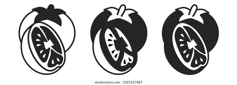 Icono de tomate sobre fondo blanco. Vector logotipo tomate ilustración.