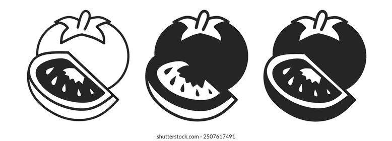 Tomato icon on white background. Vector logo tomato illustration.