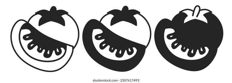 Tomato icon on white background. Vector logo tomato illustration.