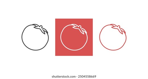 Tomato icon outline. Food vegetables icon in 3 color. Outline style Vector illustration design on white background. EPS 10
