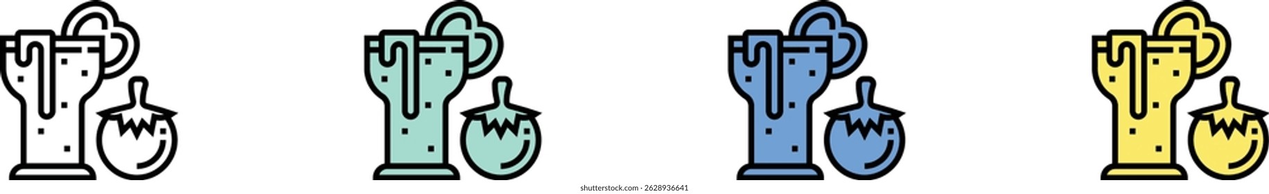 tomato icon. Outline, Green, Blue and Yellow Style Design Isolated On White Background