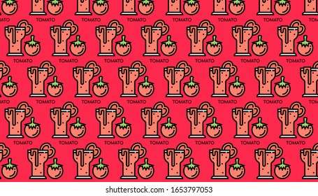 Tomato icon pattern with red background