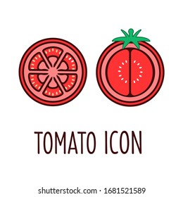 Icono de tomate. Foto de una rebanada de tomate. Imagen geométrica.