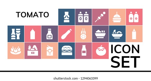  tomato icon set. 19 filled tomato icons. Simple modern icons about  - Mustard, Sauces, Bitterballen, Vegetables, Tomato sauce, Burger, Ketchup bottle, Sauce, Courgette