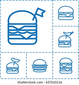 Tomato icon. set of 6 tomato outline icons such as burger, double burger with flag
