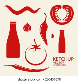 Tomato. Icon set. Ketchup. Vector illustration