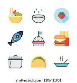 tomato icon set. vector set about soup, salad, healthy food and taco icons set.