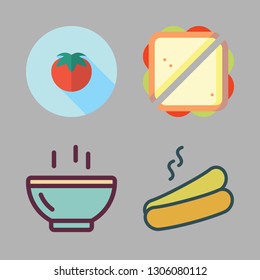tomato icon set. vector set about tomatoes, sandwich, hot dog and soup icons set.