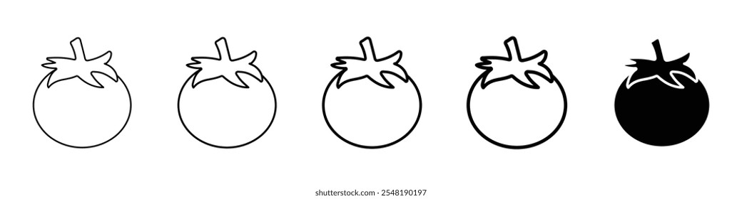 ícone de tomate Conjunto de logotipo de linha fina simples
