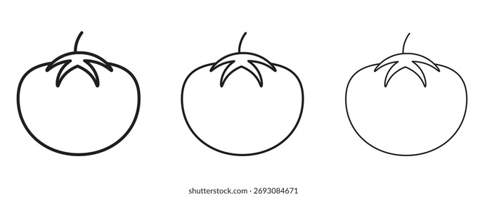Símbolo de icono de tomate. Signo de estilo lineal para el concepto móvil