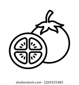 plantilla de diseño vectorial de icono de tomate en fondo blanco