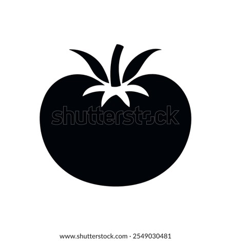 Tomato icon vector illustration isolated on white.Tomato stencil logo. Vegetable silhouette symbol. Template for laser cutting wall art. 