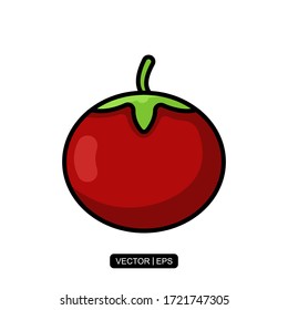 Icono de tomate ilustra la plantilla de logotipo para muchos fines. Aislado sobre fondo blanco.