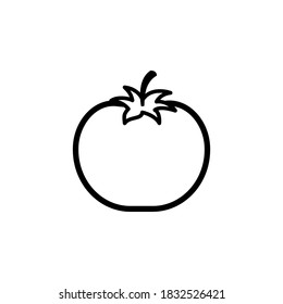 vector de icono de tomate en el diseño de trazo de línea. Ilustración vectorial de contorno vegetal en fondo blanco.