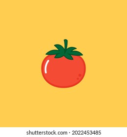 Tomato icon. Tomato vector. Tomato on yellow background.