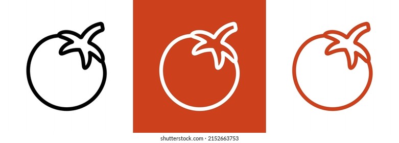 Tomato Icon. Vector Set cherry Tomato in Line style. Isolated Vegetable Logo. Stylish solution for app or website.