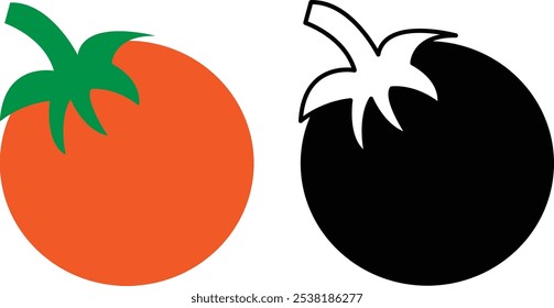 Icono de tomate. Vector Set tomate cherry en línea estilo. Logotipo vegetal aislado. Solución elegante para un App o Sitio web.