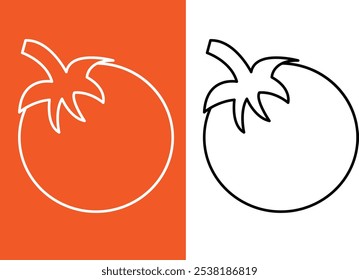 Icono de tomate. Vector Set tomate cherry en línea estilo. Logotipo vegetal aislado. Solución elegante para un App o Sitio web.