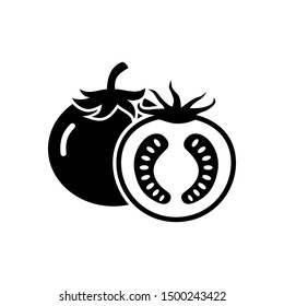 Tomato icon vector, silhouette tomato isolated on white background