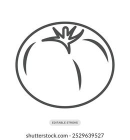 Ícone de tomate, símbolo vegetal no fundo branco - ilustração vetorial