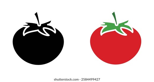 Tomato icons pack in black and colored version