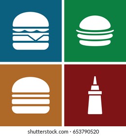 Tomato icons set. set of 4 tomato filled icons such as burger, ketchup