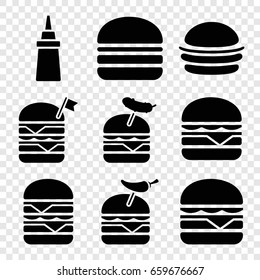 Tomato icons set. set of 9 tomato filled icons such as burger, ketchup, double burger with flag