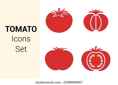 Tomato Icons Set. Editable vector icon. Perfect for web and app interfaces, presentations, infographics, etc
