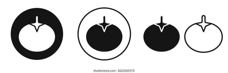 Tomato icons in solid black and outlined style
