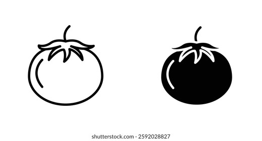 Tomato icons. stroke line and black solid icons