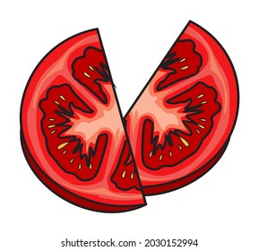Ilustración de tomate realistas en trozos vectoriales