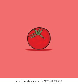 Tomato illustration with red background, vegetables tomato icon flat illustration , flat icon design trends