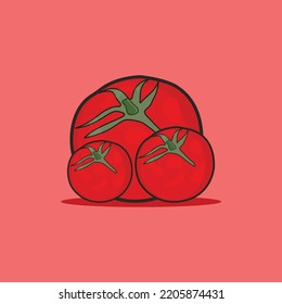 Tomato illustration with red background, vegetables tomato icon flat illustration , flat icon design trends with banner poster etc places